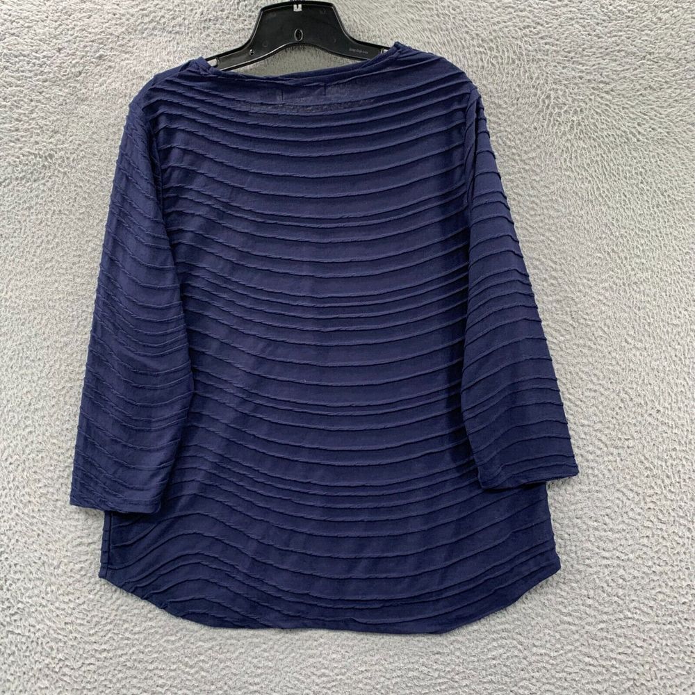 IB DIFFUSION Blouse Womens Large Top 3/4 Sleeve Blue - Picture 2 of 8